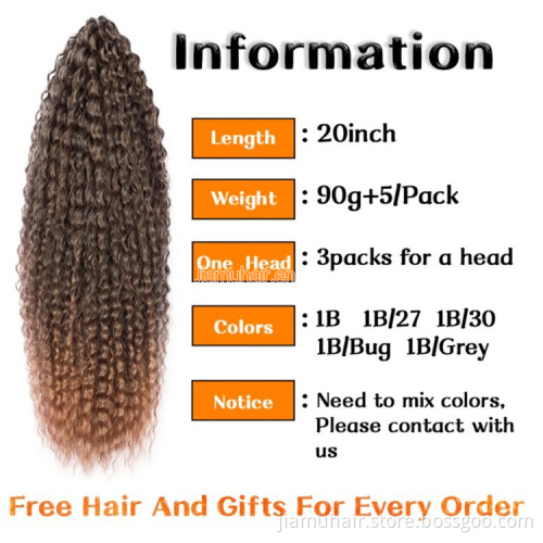 20-28 Inch Afro Kinky Curly Crochet Braids Hair Ombre Braiding Hair Extensions Marly Hair
